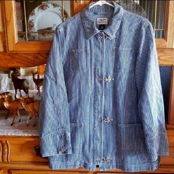Lauren Jean Co. Jackets & Blazers - LAUREN JEAN CO. PINSTRIPE DENIM COAT ~🎊HP🎊